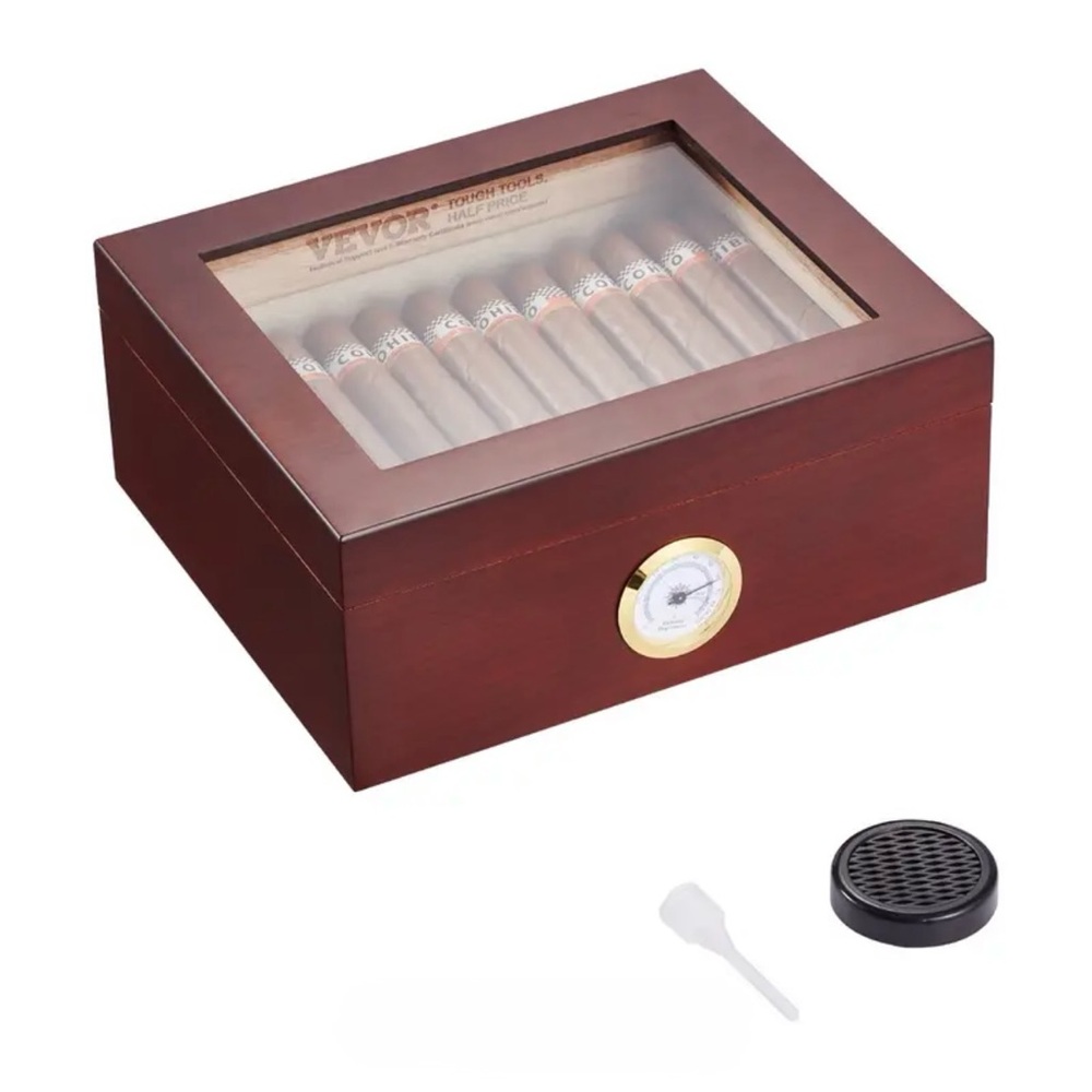 VEVOR glass top cedar cigar humidor